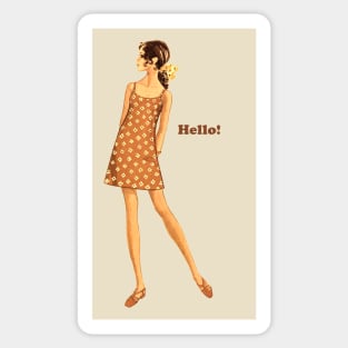 Girl says Hello! Sticker